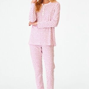 Pink Hearts Long Sleeve Polo Pajamas